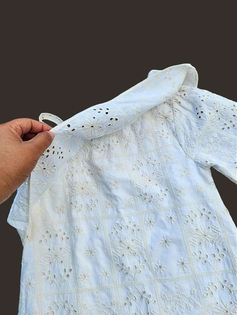 Zara Girls Kids One Shoulder Dress Eyelet Lace 100% Cotton Size 11/12 -Years old - Picture 8 of 15